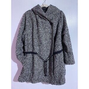 Free People Black and White Textured Coat